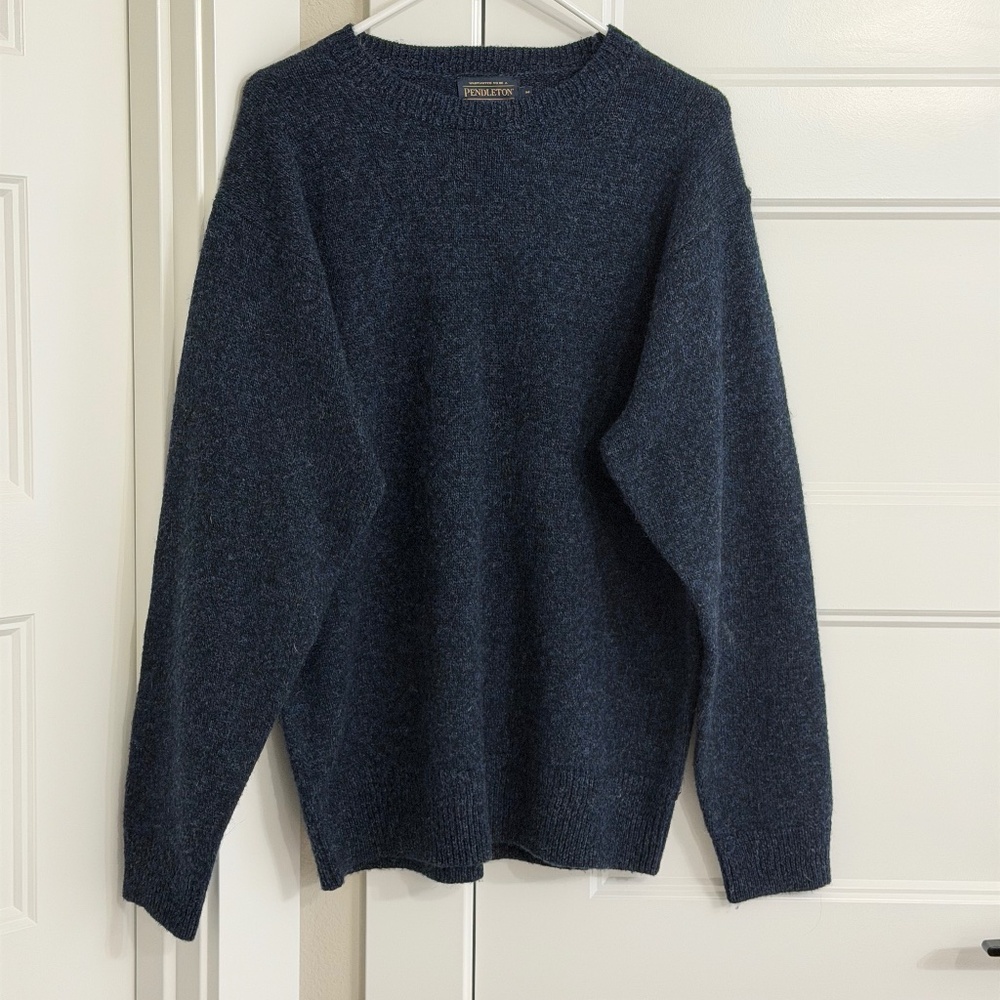 Pendleton Men's Crewneck Wool Sweater - Dark Blue Size M, 100% SHETLAND WOOL
